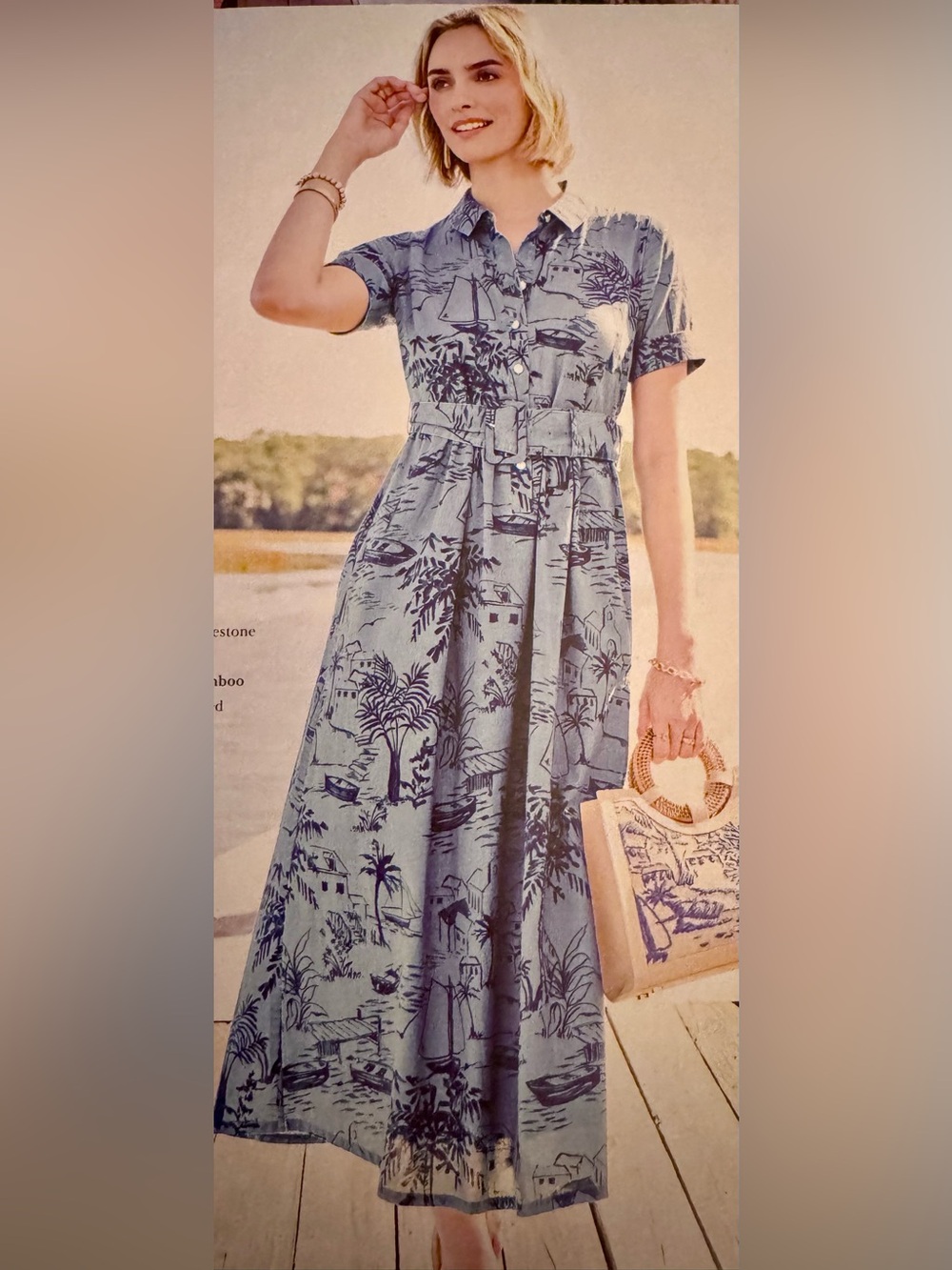 Spartina 449 Blue Scenic Belted Maxi Shirt Dress